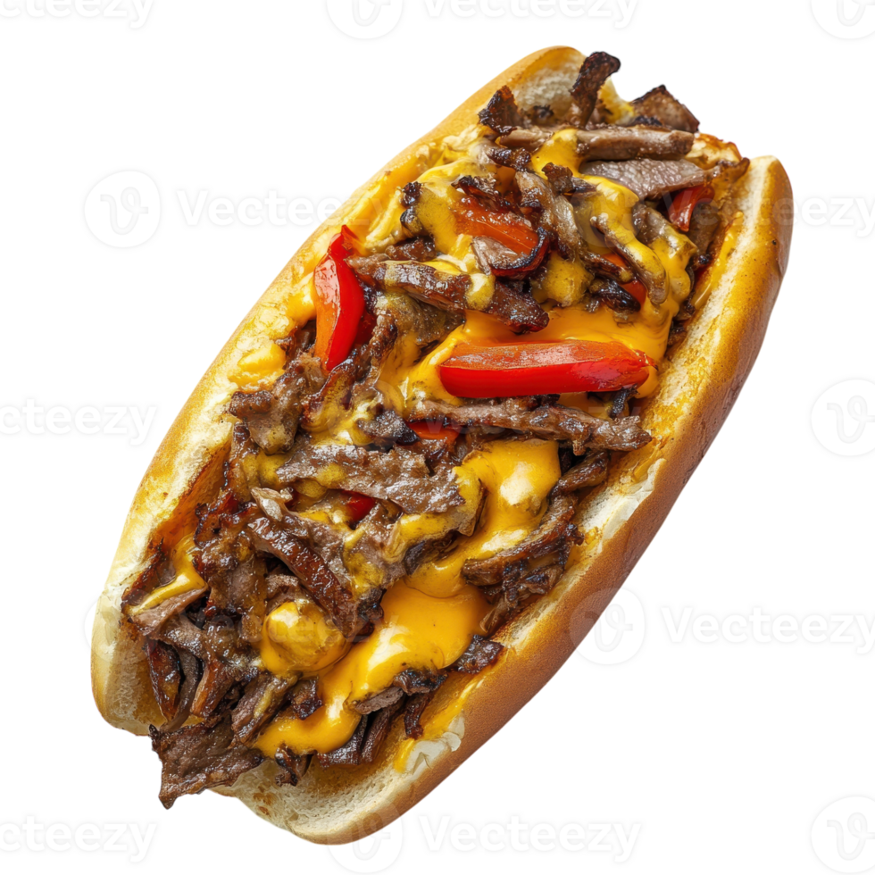 Delicious Philly Cheesesteak Ready to Enjoy on transparent background png