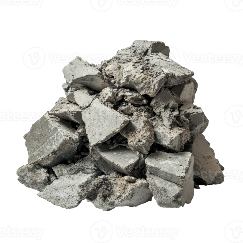 Isolated Pile of Decaying Cement for Construction and Renovation Projects on transparent background png