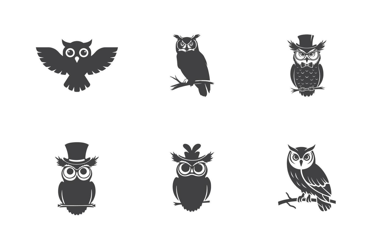 Owl Shape Illustration Set bundle collection vector