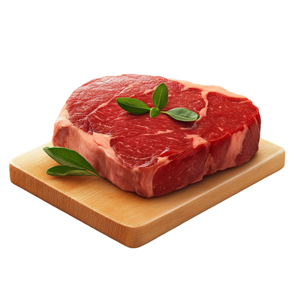 Raw Beef Steak on Cutting Board png