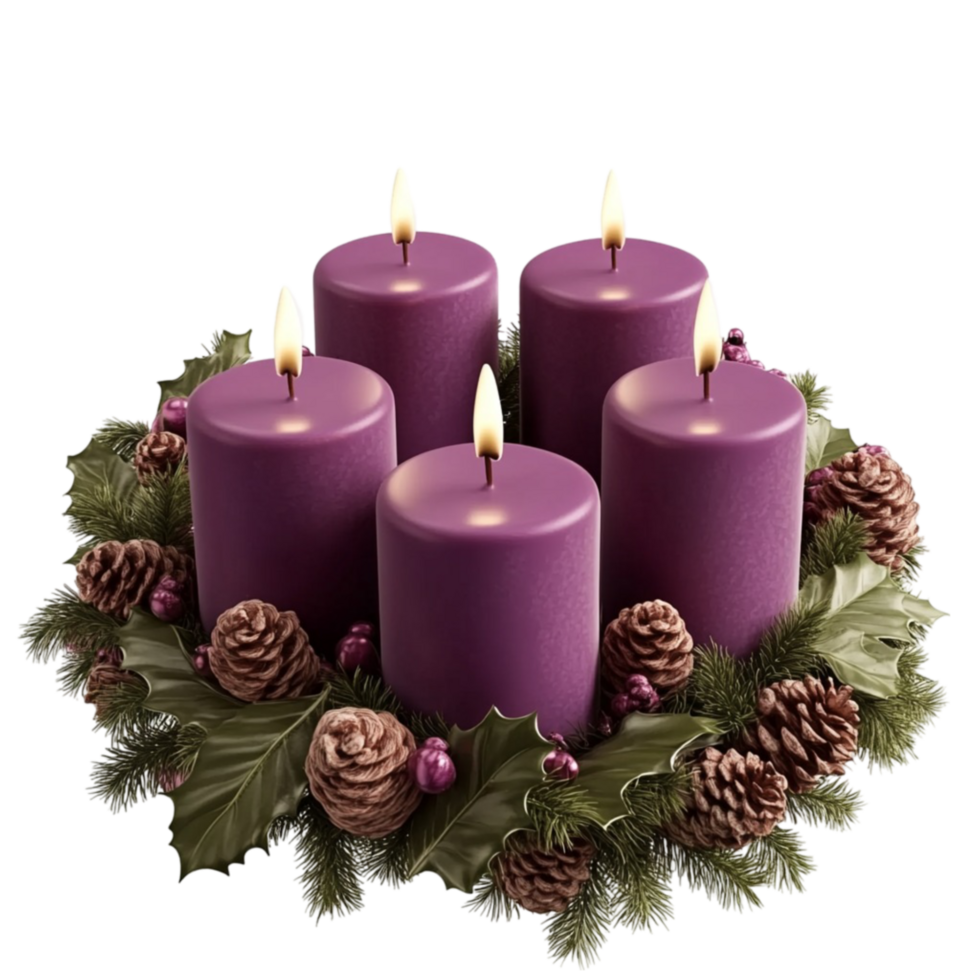 Advent Candles with Holly Leaves png