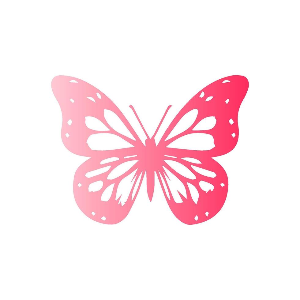 A pink butterfly simple icon vector