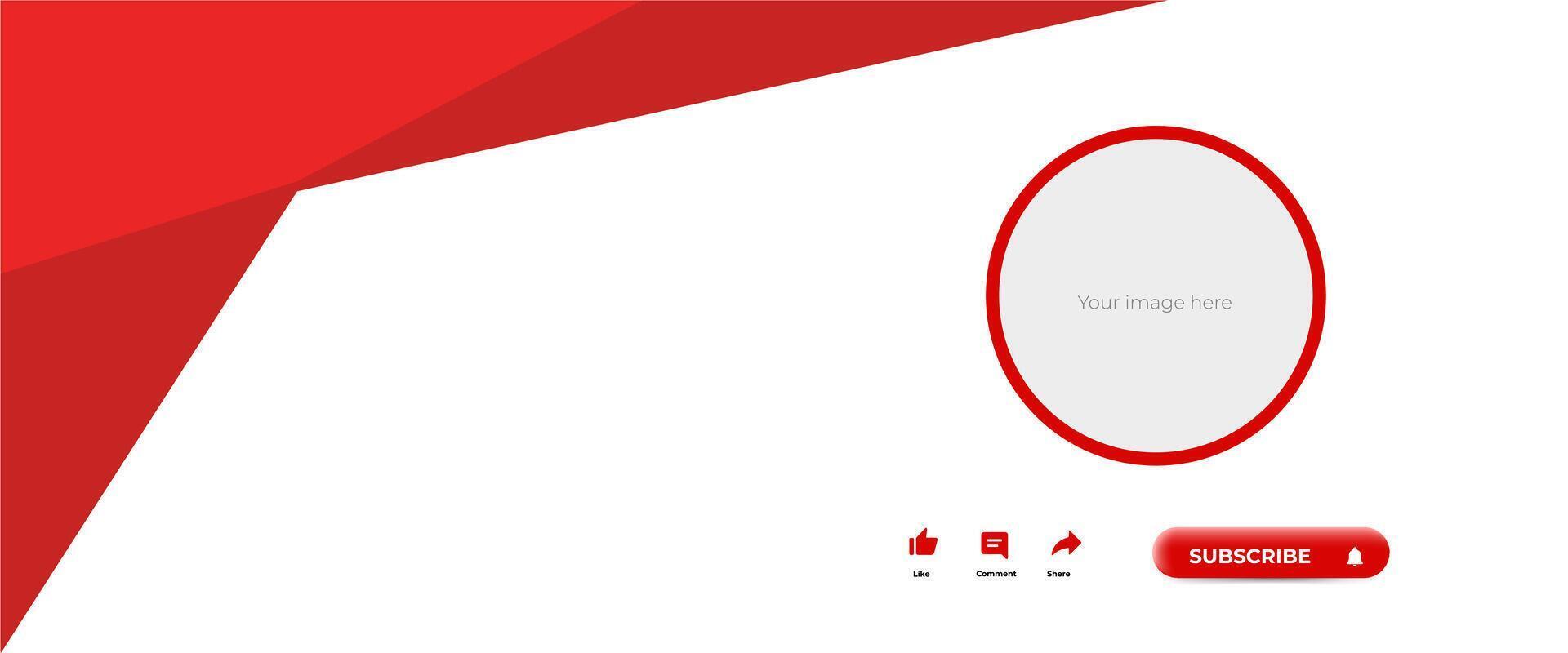 Dynamic red and white Banner with subscribe, like and bell icon vector