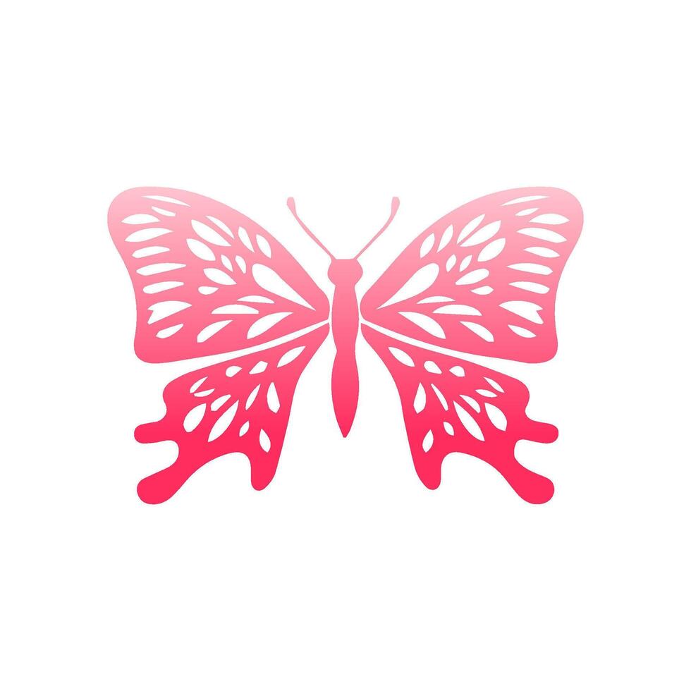 A pink butterfly icon vector