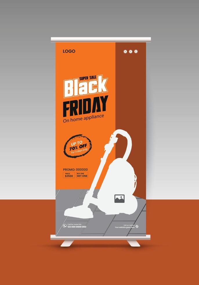 Exclusive Gadgets Mega Sale roll up banner Design Template, black Friday mega sale display standee banner design layout vector