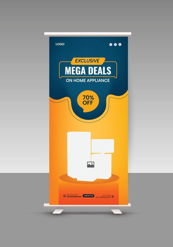 Home Appliance Accessories Sale roll up banner Design Template or Flash sale vertical banner design and home decor sale roll up banners vector