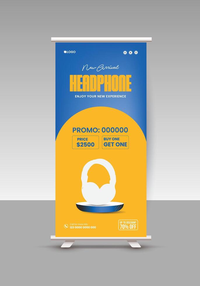 Standing, Pop-up, Trade Show, Product Sale Pull-up, Retractable, Slider, Rotating, and Roll Up Standee Display Banner Design Template vector