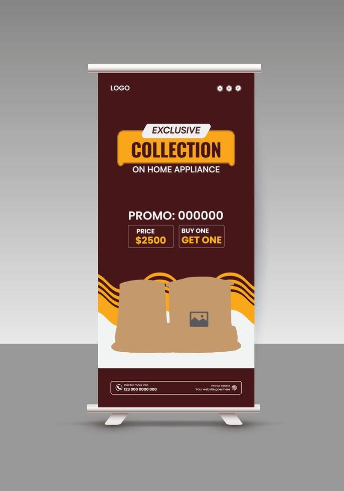 Mega Deal Black Friday Sale roll up banner design and Home Appliance Sale presentation banner Design Template vector