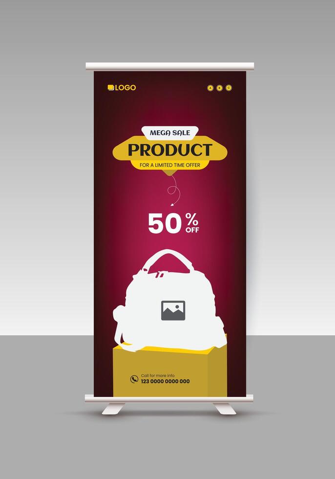 Products Sale pullup banner Design template and bag super sale roll up banner design template vector