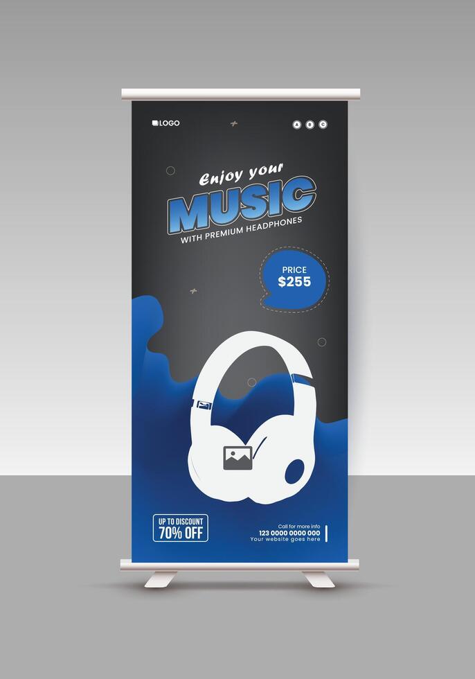 Headphone sale Colorful musical vertical poster design template vector