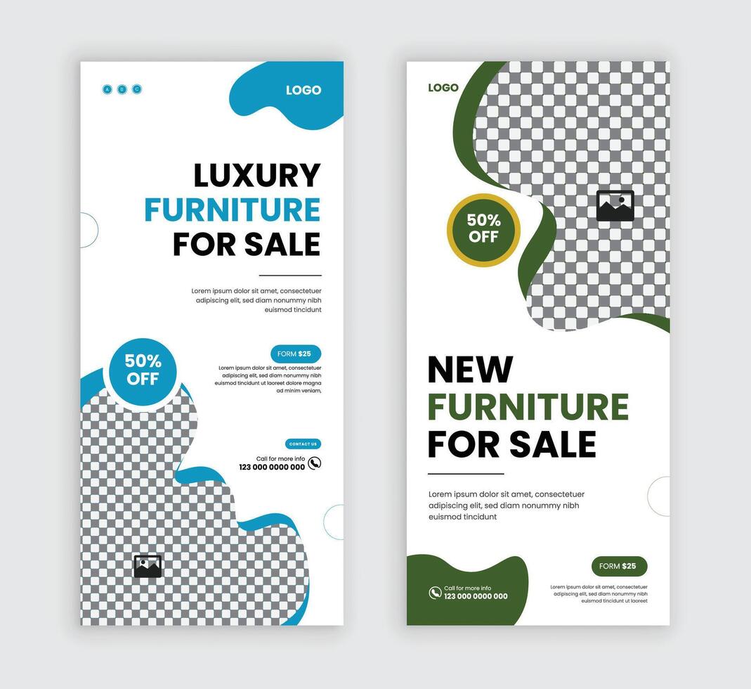New Arrival Furniture Sale Rack Card, and Handbill Design Template is a variation of two concept variations vector