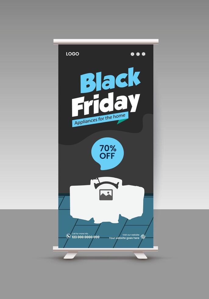 Black Friday Flash sale roll up banner design and home decor sale vertical banner template vector