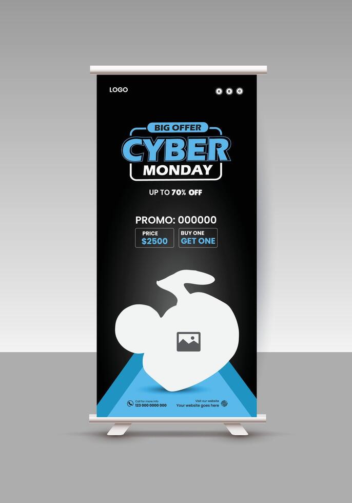 Big offer cyber Monday roll up banner design template vector