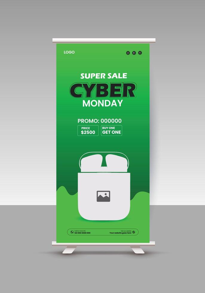 New Arrival Earbuds Products Earbuds Super Sale Roll-up Banner Banner Template Banner Design Template vector