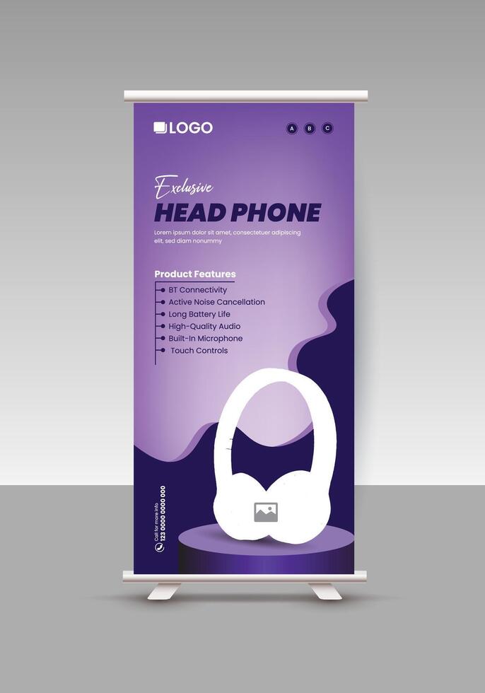 New Technology Wireless Headphone Sale Presentation Banner Design Template vector