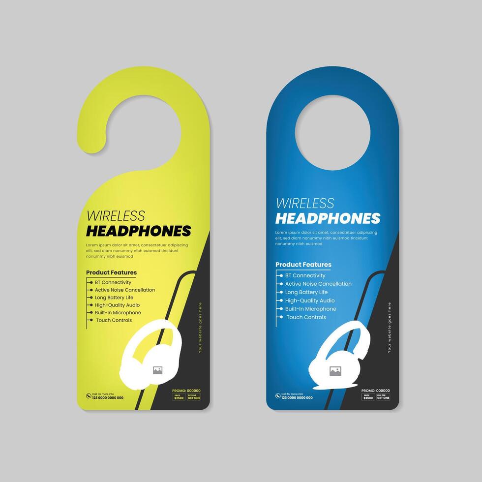 Special offer black Friday headphone door hanger design template with two different color bundles vector