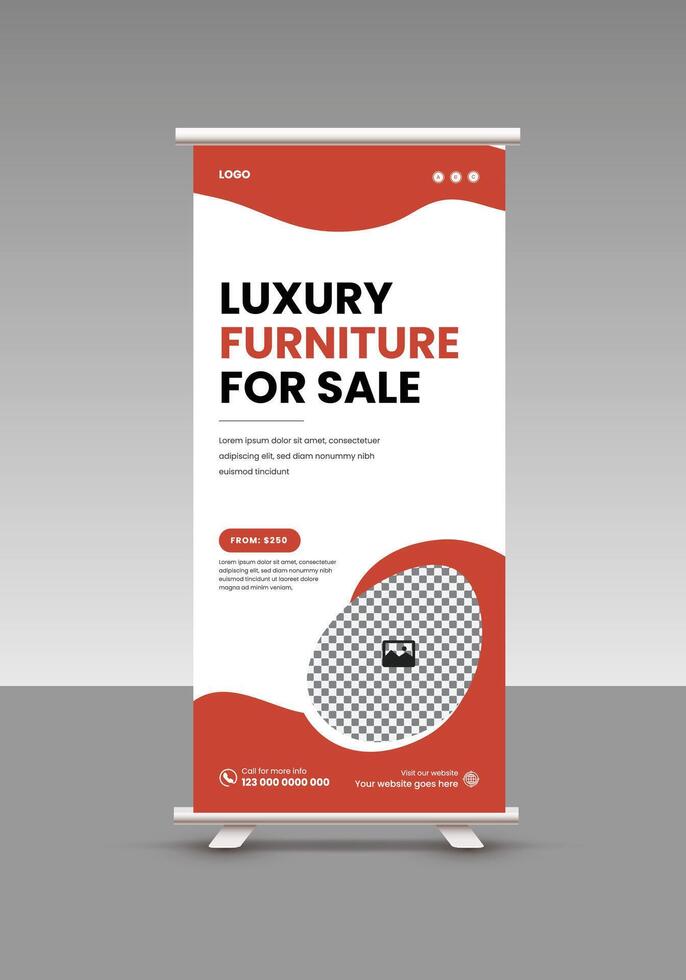 Roll up design template for furniture sale vector