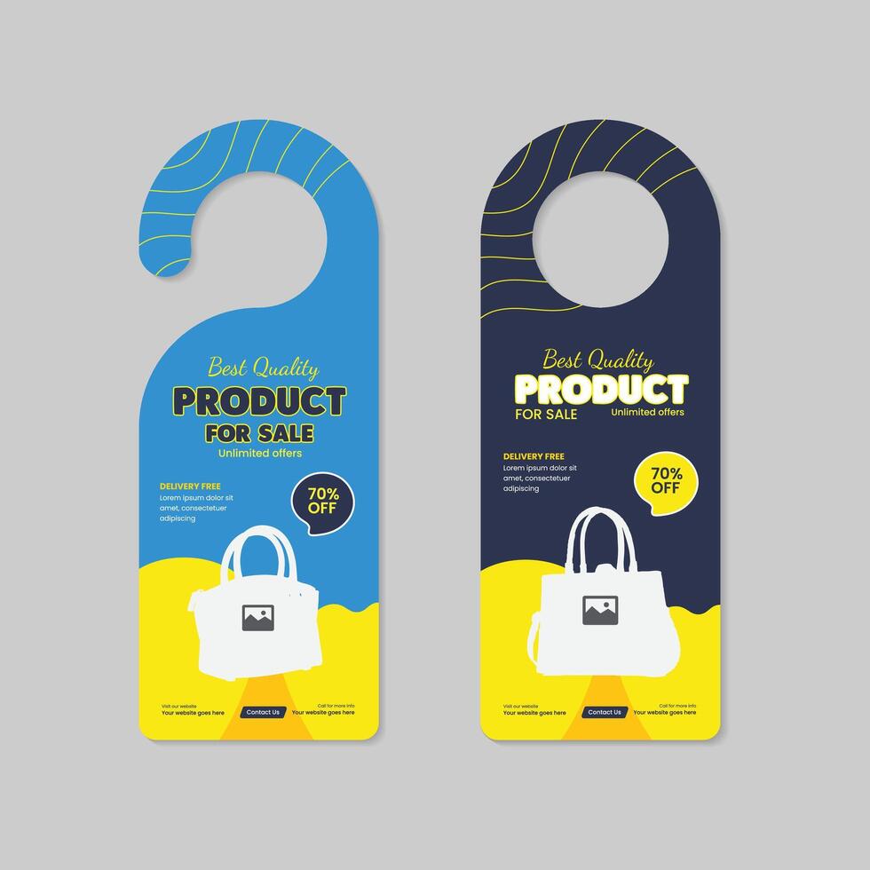 Door Hanger design template for Vanity Bag Sale and best bag sale flyer layout vector