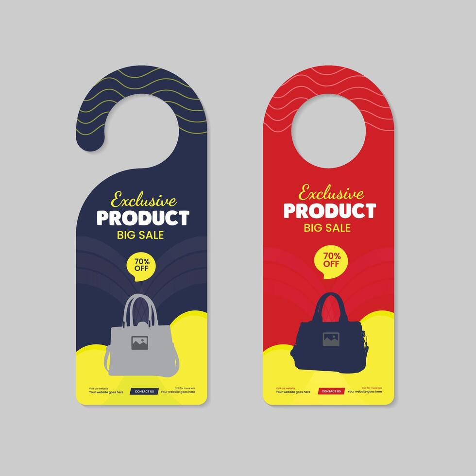 New arrival Vanity Bag Sale Door Hanger Template and Product Sale Door Hanger Two Color Design vector