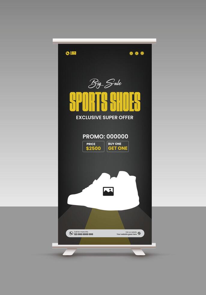 Sports shoe sale roll up Design Template design template design template or vertical banner design template vector