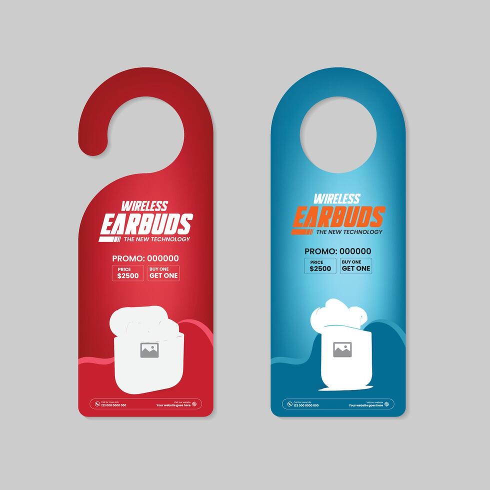 Super sale black Friday door hanger design template or headphone door hanger Two Color Variation Design vector