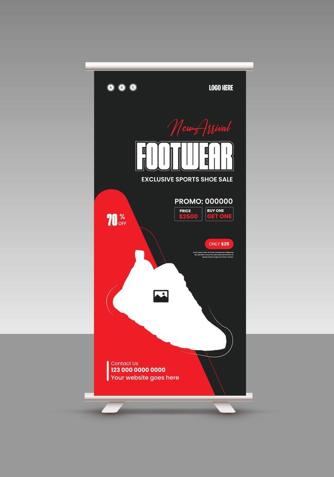 Best Collection Men's footwear sale roll up banner Design vector