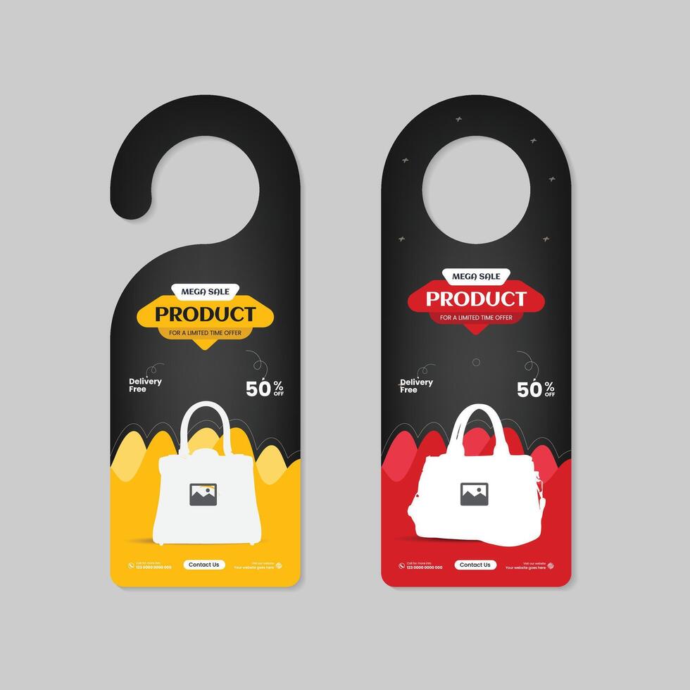 Door Hanger Template with Two-Color Design Template vector