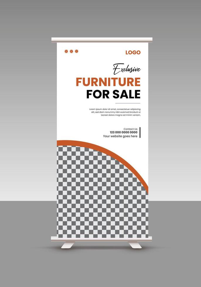 Stylish Collection furniture Sale roll up display standee banner design template vector