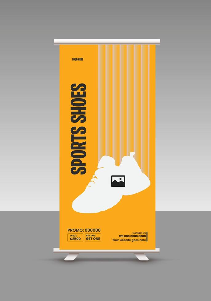 Best Collection of Men's Design for roll up banner Design, New Arrival Fashion Shoe standee banner Design Template vector