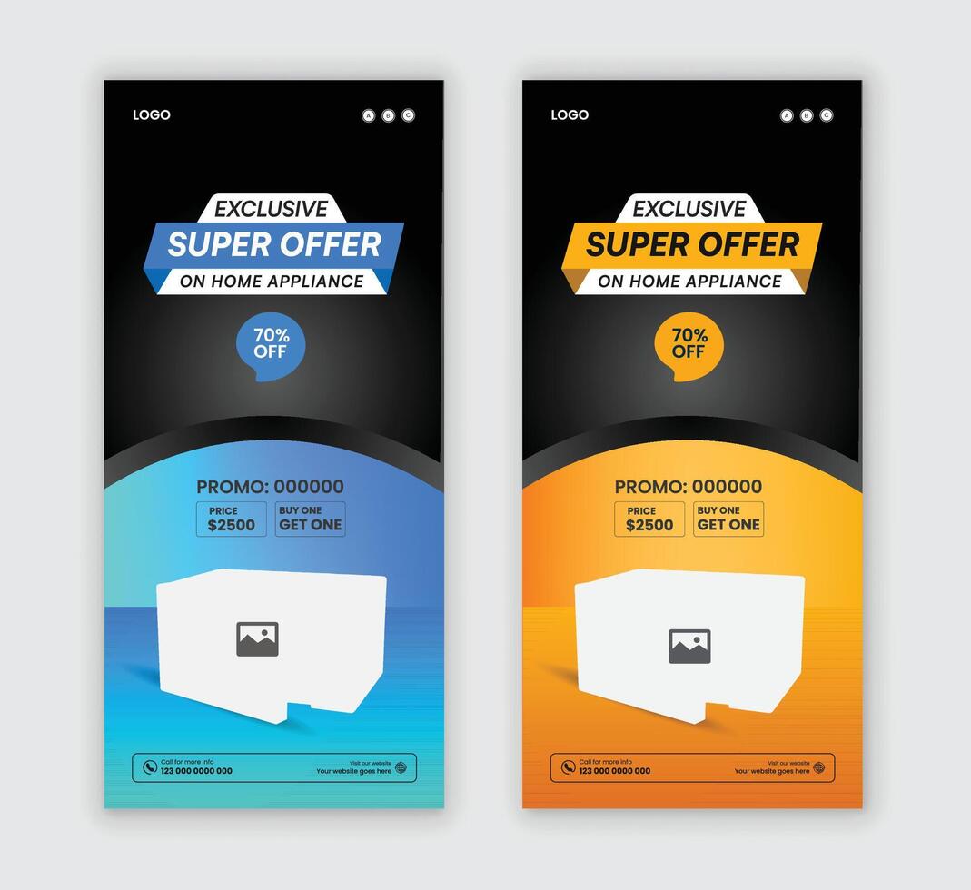 Home Appliance Accessories Super Sale Offer Vertical Flyer Template and DL Flyer, Rack Card, Leaflet, and Handbill Design for Home Appliance Sale vector