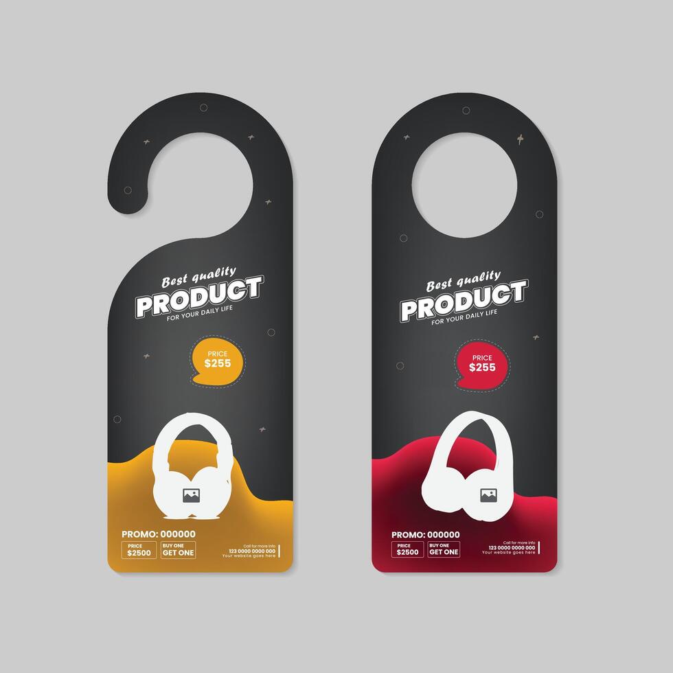 Brand headphone product marketing door hanger design and cyber Monday super sale realistic design template vector