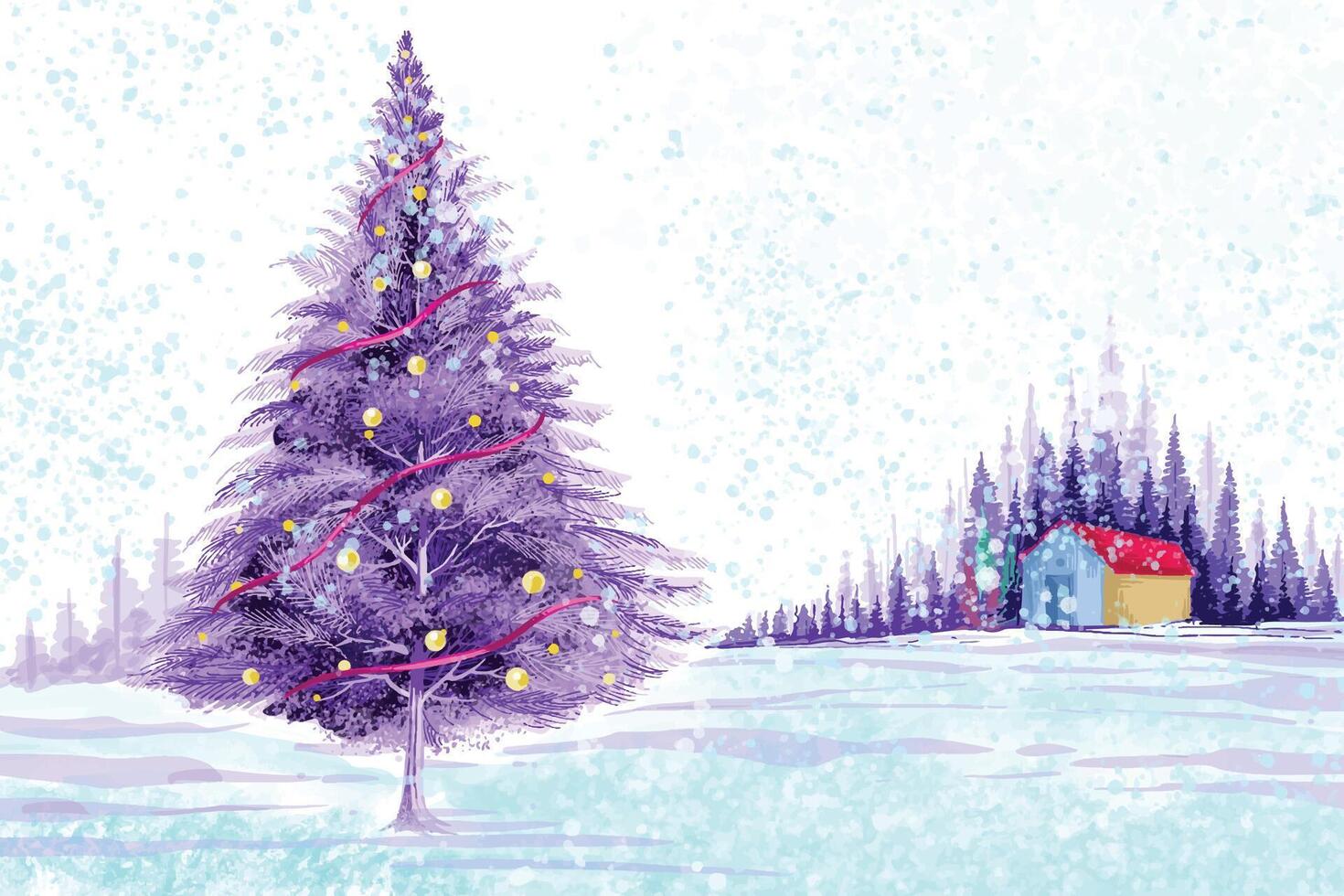 Landscape for winter and new year holidays christmas card background vector
