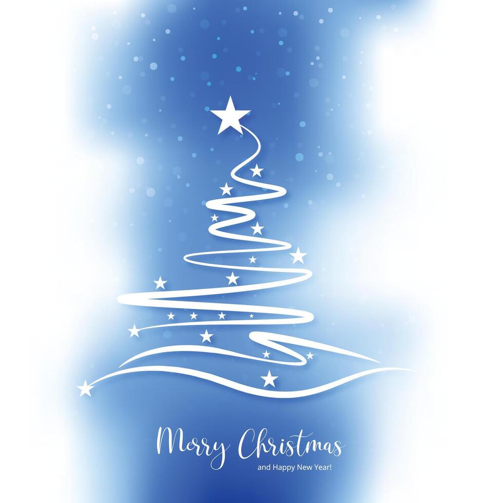 Beautiful merry christmas greeting card on blue background vector