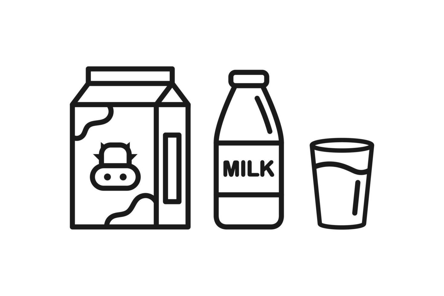 milk carton icon. milk bottle icon line vector