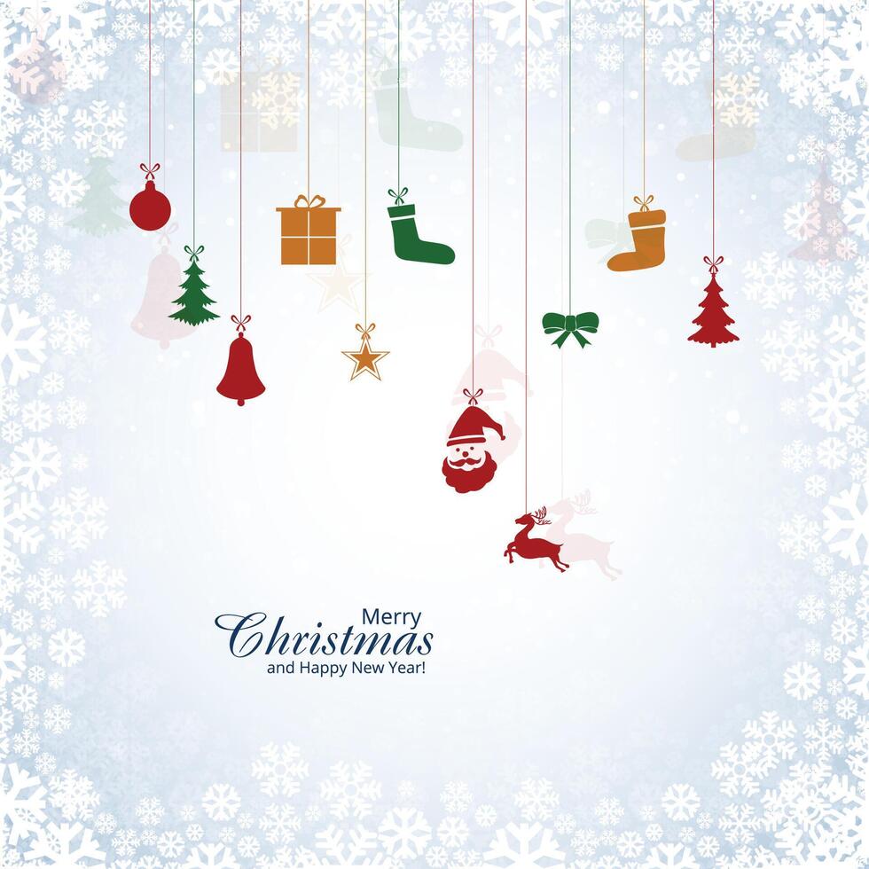Beautiful Merry christmas greeting card with snowflakes background vector