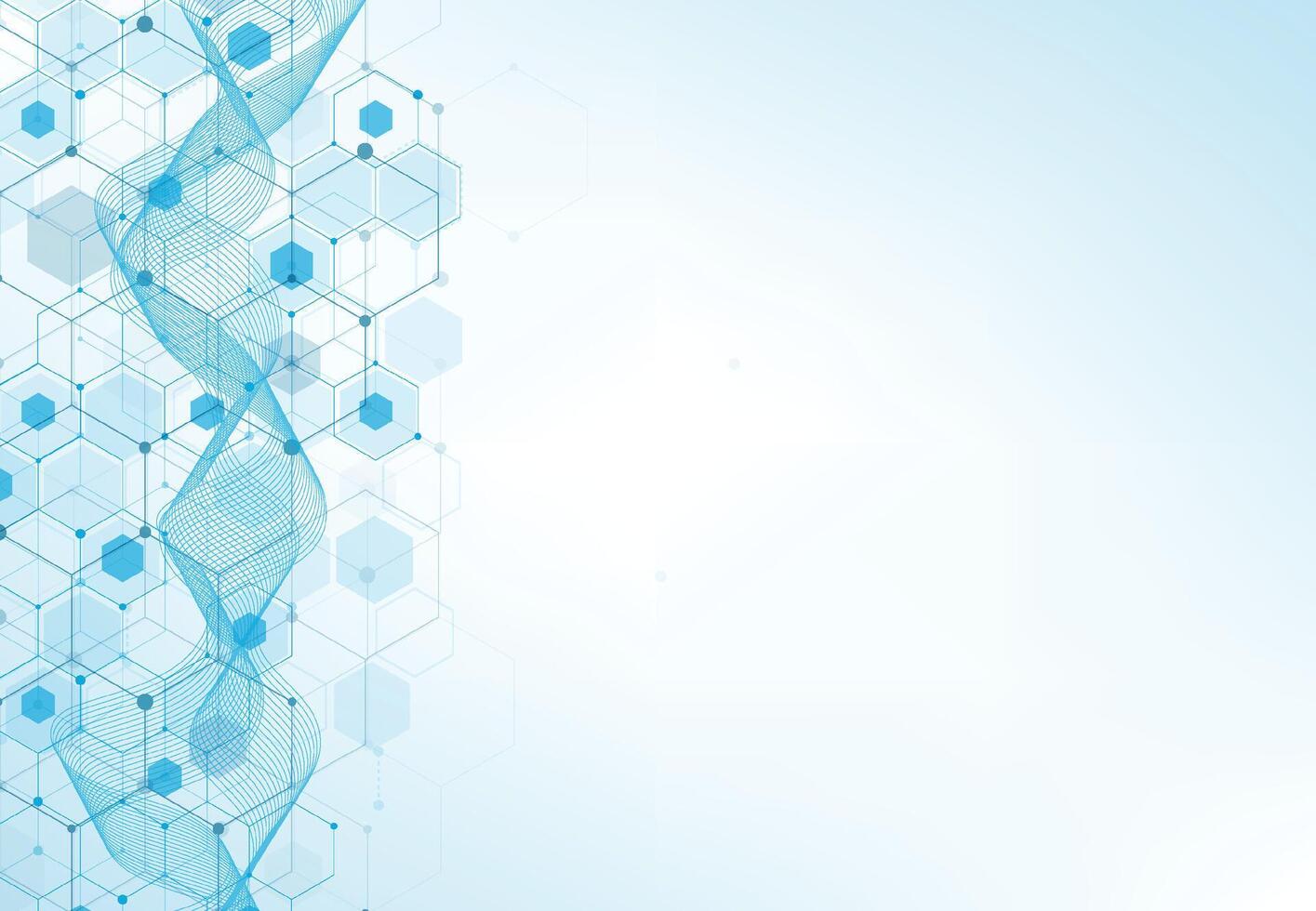 Hexagonal molecular structures in technology background. Science and Medical design vector