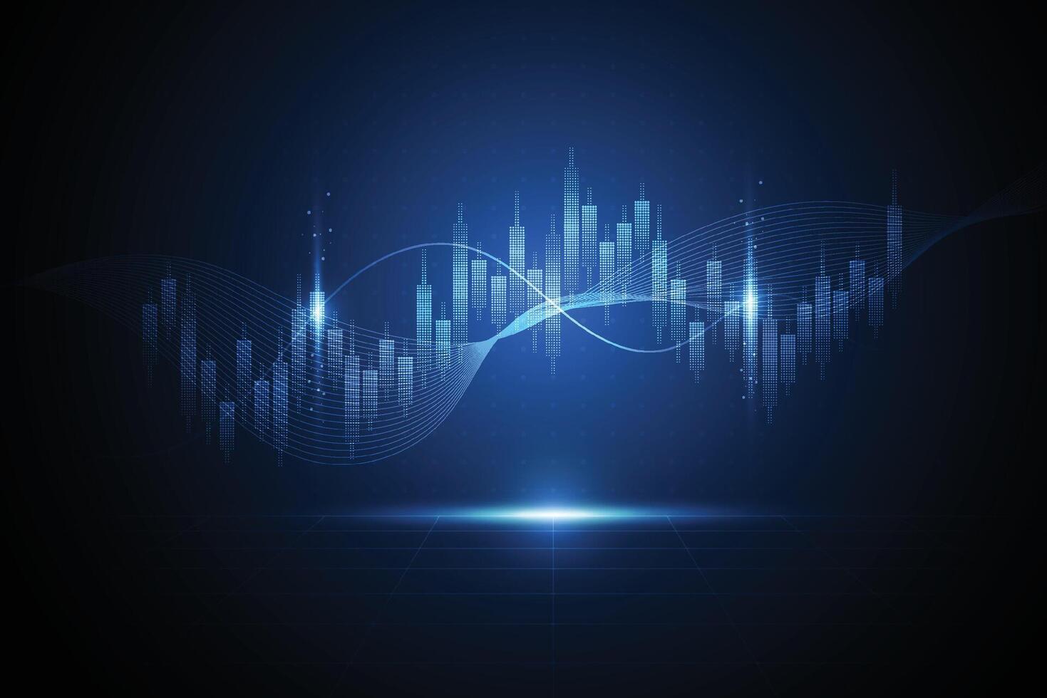 Abstract candle stick graph chart of business stock market investment trading on white background design. Bullish point, Trend of graph vector