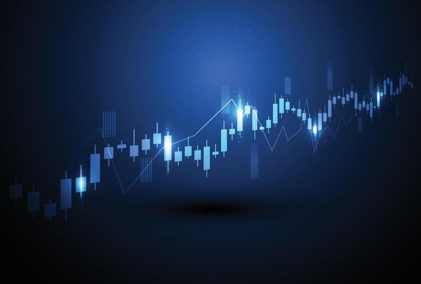Financial chart candle stick with moving up stock market investment trading design vector