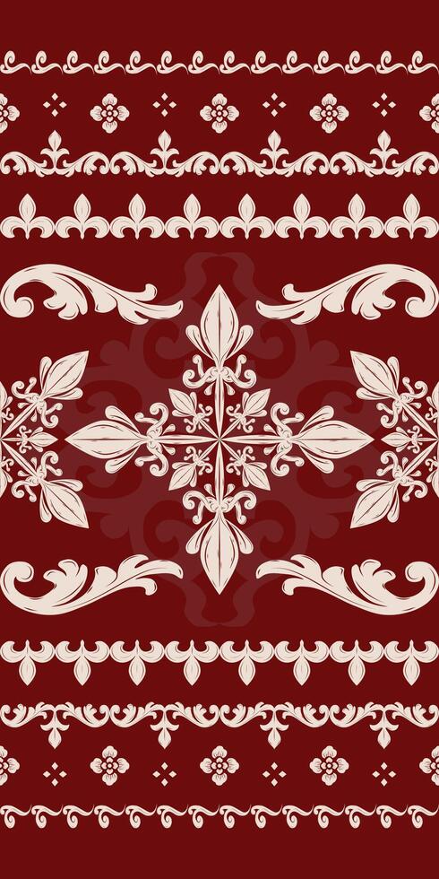 Delicate Exquisitely Grey Silver Silk Weaves Craft. Detailed Pattern Fabrics Border for Elegant Luxury Design Seamless Blooms for Opulence Rich Apparel, Traditional, ornate Curve, brocade, hand draw. vector