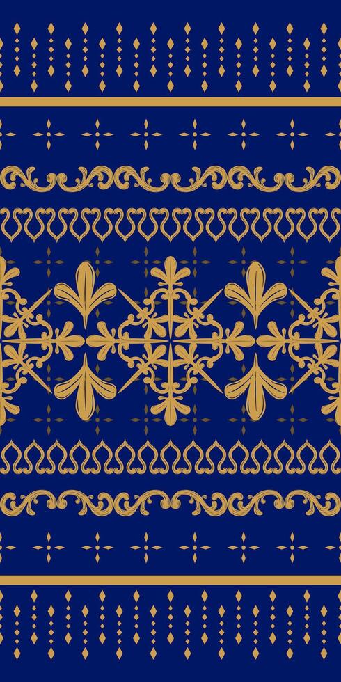 Enchantment of Starry Blue Pattern. Elegant Luxury Seamless Border Design for Detailed and Rich Design. Delightful of Twinkle Stars with Gold Embroidery on Navy Blue Background. Arabian Night. vector