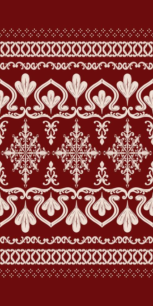 Royal Silver Ornament Embroidery On Red Burgundy Background Seamless Pattern Vintage print striped ornament floral, pattern, design for wrapping, silk, scarf, background, textile, carpet, rug, texture vector