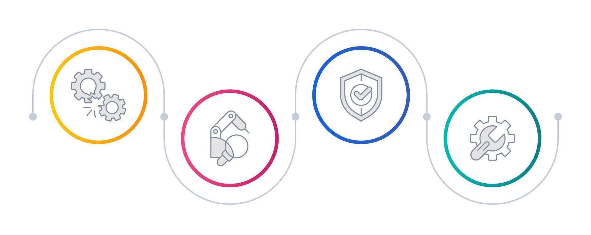 Predictive maintenance infographic circles. Processing automation. Engineering, machinery. Editable thin line icons diagram process with 4 steps vector