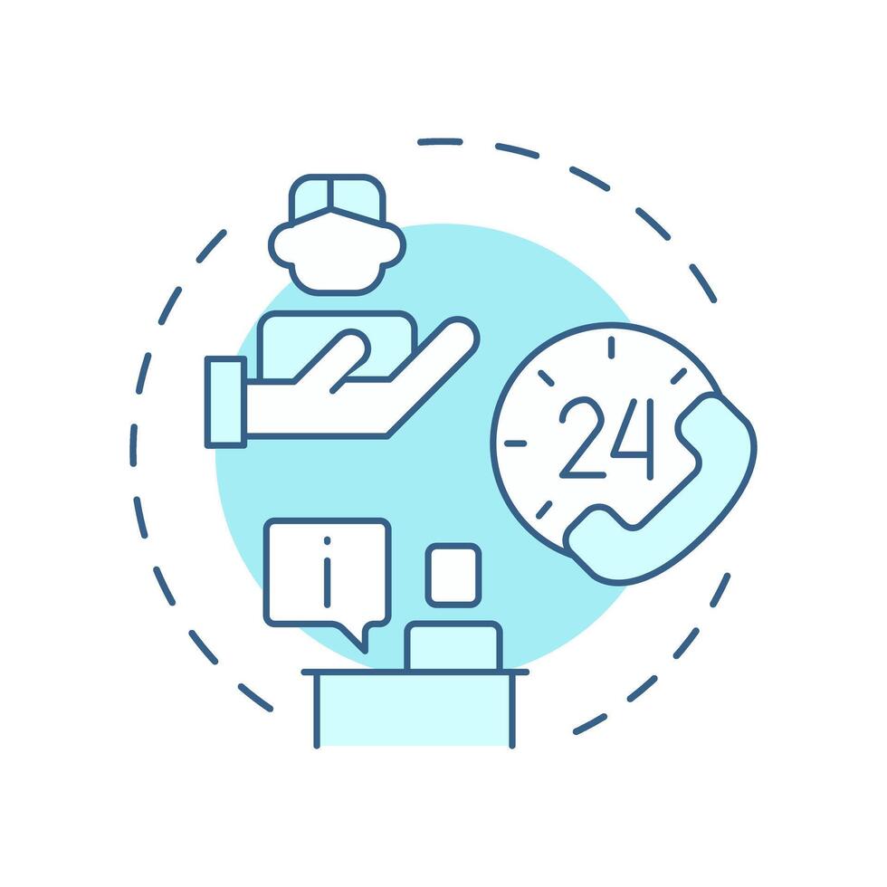 Customer service soft blue concept icon. Choosing factoring company. Around the clock customer service. Round shape line illustration. Abstract idea. Graphic design. Easy to use in article vector