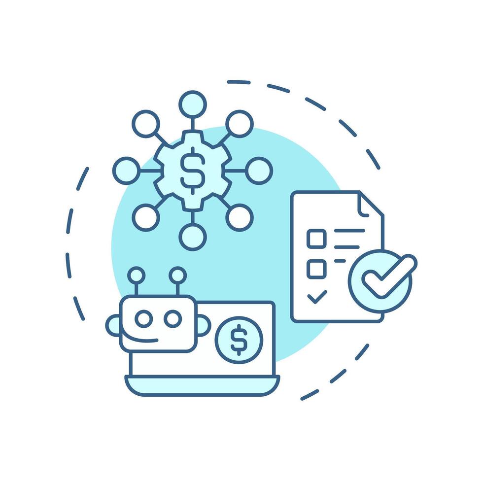 Outsourced accounts receivable soft blue concept icon. Benefits of factoring. Administrative relief. Round shape line illustration. Abstract idea. Graphic design. Easy to use in article vector