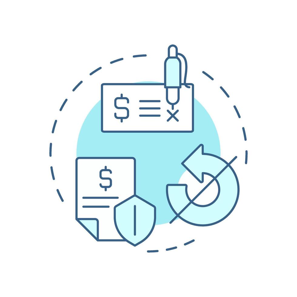 Non-recourse factoring soft blue concept icon. Risk-free financial transactions. Document with shield. Round shape line illustration. Abstract idea. Graphic design. Easy to use in article vector