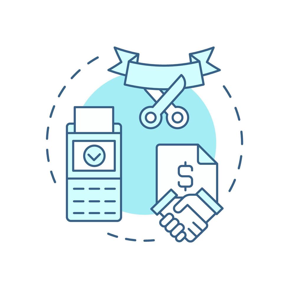 Receive final payment soft blue concept icon. Factoring process. Transaction completion and success. Round shape line illustration. Abstract idea. Graphic design. Easy to use in article vector
