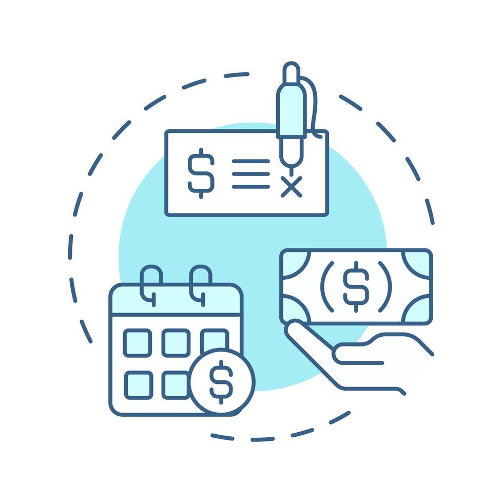 Debtor soft blue concept icon. Factoring party. Debt payment and financial obligations. Money transaction. Round shape line illustration. Abstract idea. Graphic design. Easy to use in article vector