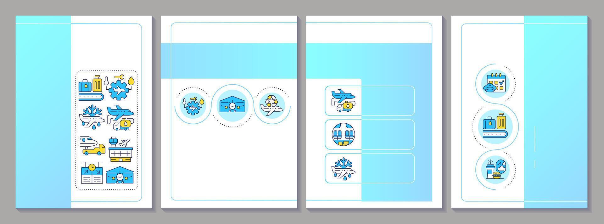 Aviation services brochure template. Airline management. Leaflet design with linear icons. Editable 4 layouts for presentation, annual reports vector