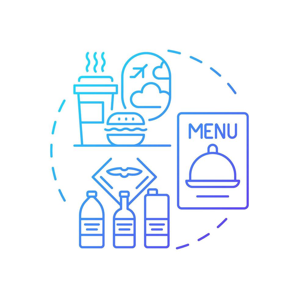 Inflight catering blue gradient concept icon. Customer service, travel food. Beverage, meal. Round shape line illustration. Abstract idea. Graphic design. Easy to use in infographic, presentation vector