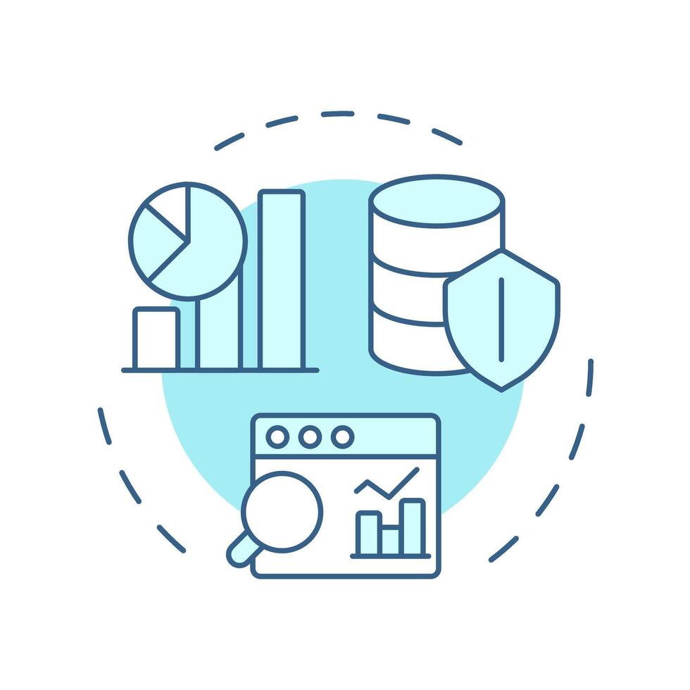Quantitatively managed stage soft blue concept icon. Data governance maturity model. Advanced analytics. Round shape line illustration. Abstract idea. Graphic design. Easy to use in article vector